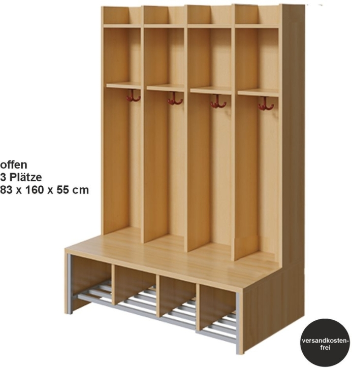 Spindgarderobe, offen, 4 Plätze, B/H/T 110 x 160 x 55 cm