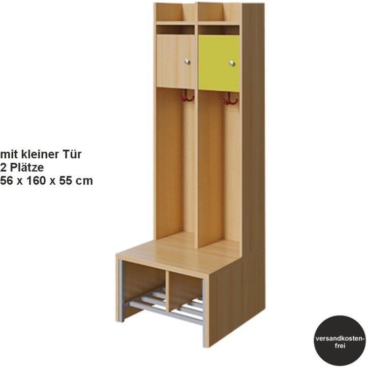 Spindgarderobe, mit kleiner Tür, 2 Plätze, B/H/T 56 x 160 x 55 cm