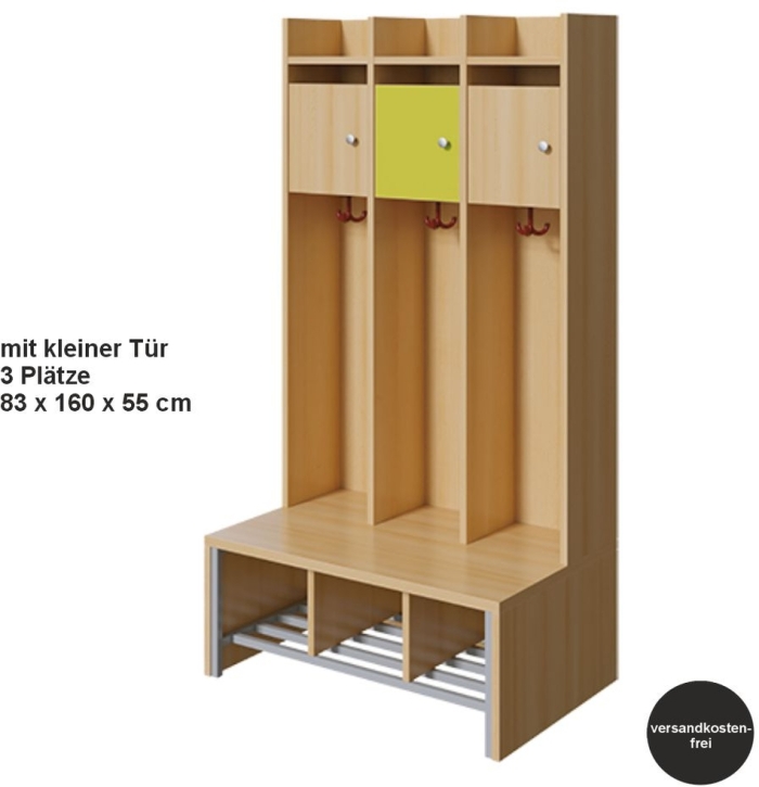Spindgarderobe, mit kleiner Tür, 3 Plätze, B/H/T 83 x 160 x 55 cm