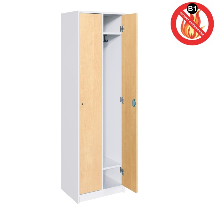 Spindschrank mit 2 durchgehenden Einheiten, B/H/T 66x190x50 cm - schwer entflammbar