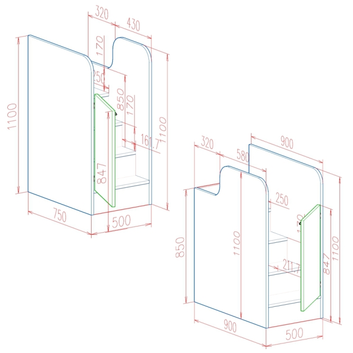 Standtreppe für Wickelkommoden, verschiedene Ausführungen