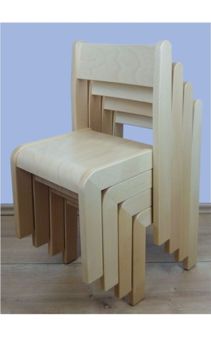 Stapelstuhl SIMEON, Buche massiv, Sitzhöhe 26 cm, Kunststoffgleiter