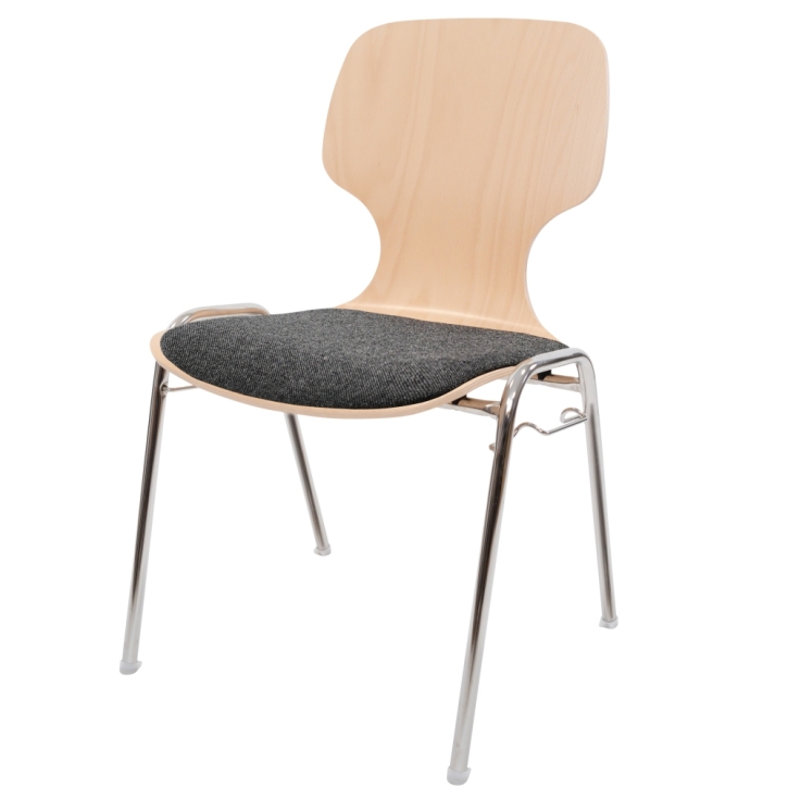 Stuhl 14, mit Sitzpolster + Reihenverbinder (verchromtes Gestell)