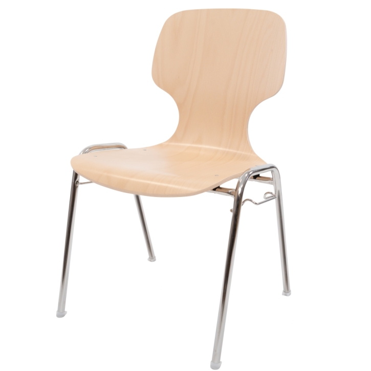 Stuhl 14, ohne Sitzpolster + Reihenverbinder (verchromtes Gestell)