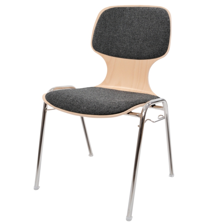 Stuhl 14, mit Sitz- und Rückenpolster + Reihenverbinder (verchromtes Gestell)