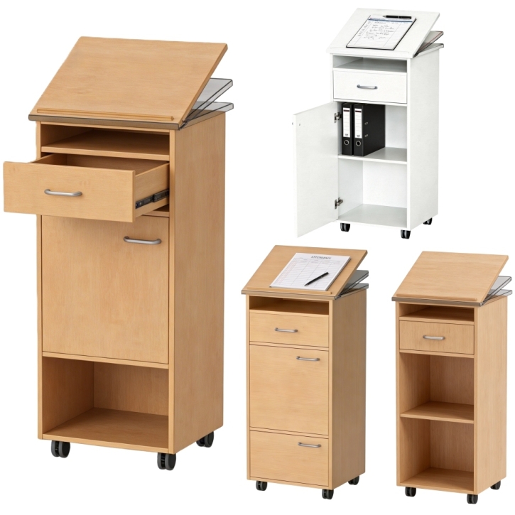 Stehpult mit höhenverstellbarer Ablageplatte in vier Versionen