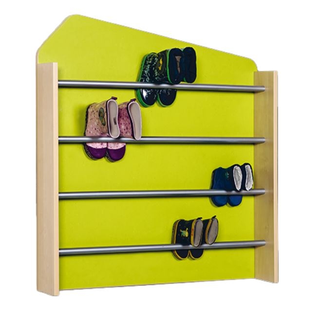 Stiefelwand mit wasserfestem Linoleumbelag, für 20 Paar Stiefel, B/H/T 95x100x16 cm - schwer entflammbar