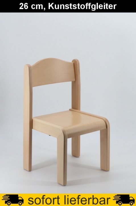 Stapelstuhl Max, Sitzhöhe 26 cm, Kunststoffgleiter