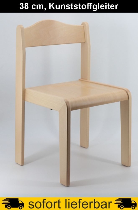 Stapelstuhl Max, Sitzhöhe 38 cm, Kunststoffgleiter