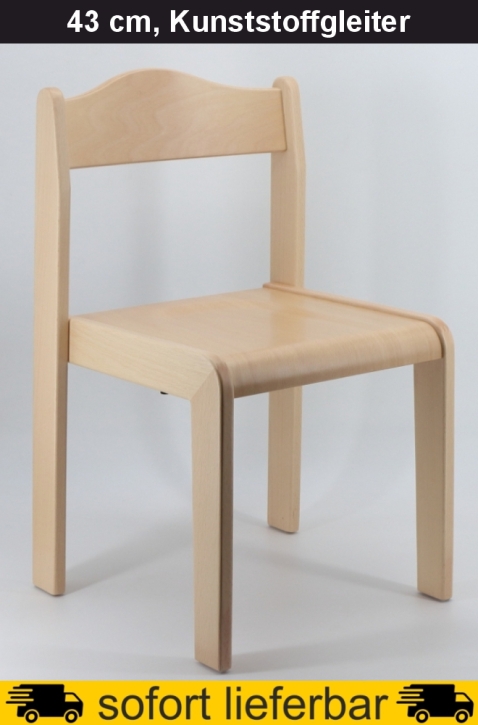 Stapelstuhl Max, Sitzhöhe 43 cm, Kunststoffgleiter