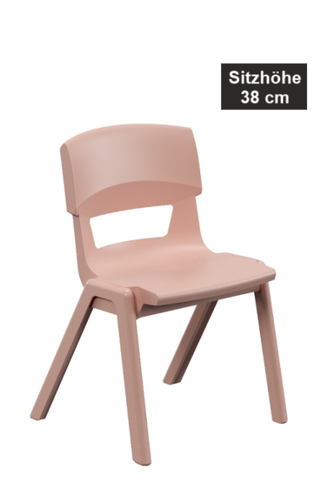 POSTURA+ Kunststoffstuhl - Sitzhöhe 38 cm, 21 Puderrosa