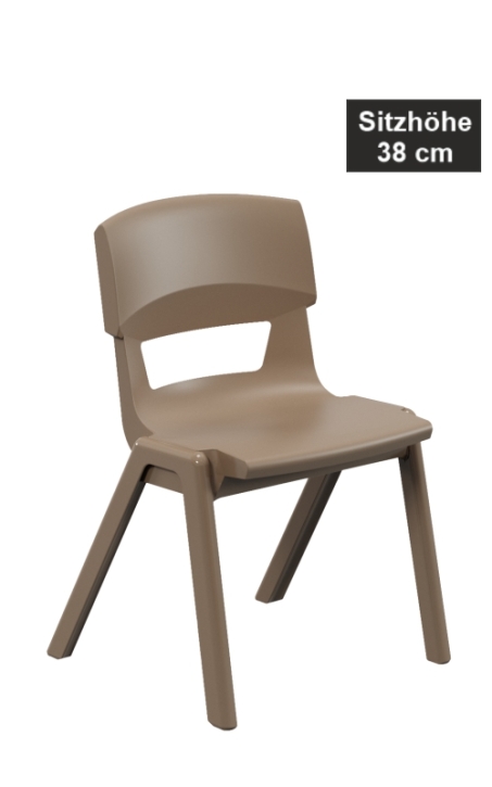 POSTURA+ Kunststoffstuhl - Sitzhöhe 38 cm, 25 Mittelbraun