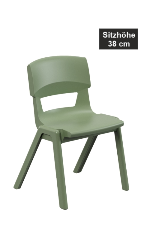 POSTURA+ Kunststoffstuhl - Sitzhöhe 38 cm, 26 Schilfgrün