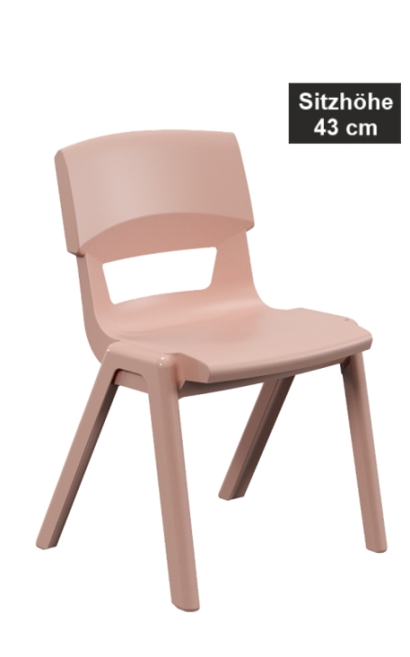 POSTURA+ Kunststoffstuhl - Sitzhöhe 43 cm, 21 Puderrosa