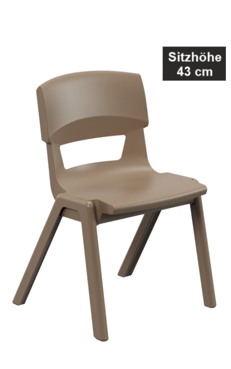 POSTURA+ Kunststoffstuhl - Sitzhöhe 43 cm, 25 Mittelbraun