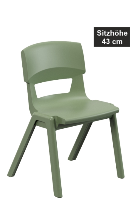 POSTURA+ Kunststoffstuhl - Sitzhöhe 43 cm, 26 Schilfgrün