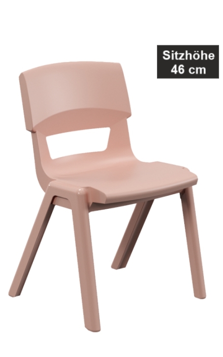 POSTURA+ Kunststoffstuhl - Sitzhöhe 46 cm, 21 Puderrosa