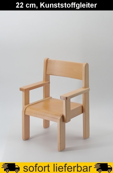 Stuhl Tim mit Armlehnen Typ 3, Sitzhöhe 22 cm, Kunststoffgleiter