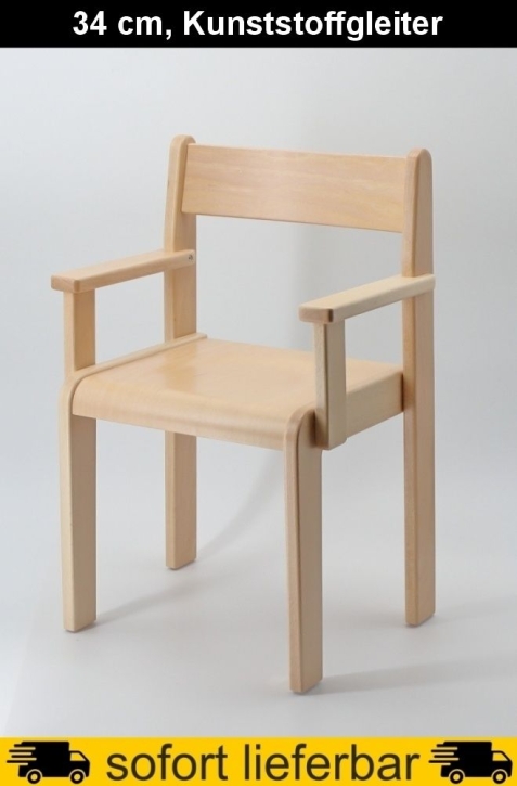 Stuhl Tim mit Armlehnen Typ 3, Sitzhöhe 34 cm, Kunststoffgleiter