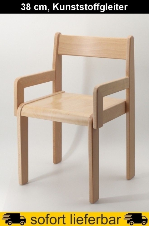 Stuhl Tim mit Armlehnen Typ 2, Sitzhöhe 38 cm, Kunststoffgleiter
