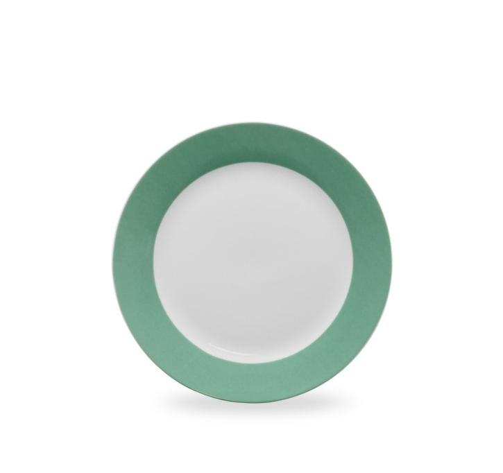 Porzellanserie COLORATA - Dessertteller mit petrolfarbenem Rand