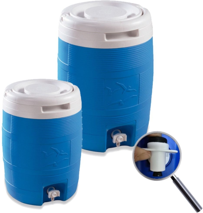 Thermo-Getränkebehälter, komplett aus Kunststoff, blau, 13 Liter, Ø 27 × H 38 cm