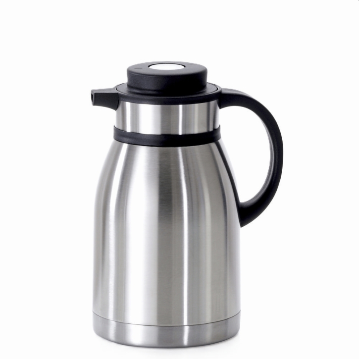 Thermokanne mit Druckverschluss im Deckel, ohne Glaseinsatz, unzerbrechlich, 2,0 Liter, Höhe 25,5 cm