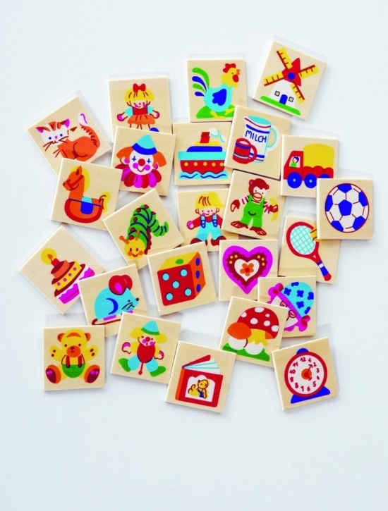 Erkennungsbildchen-Set auf Holz, B/H 4x4 cm, Satz 3