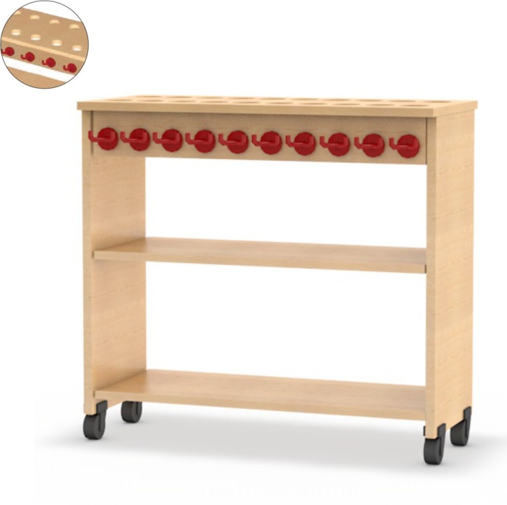 Handtuch- & Zahnputzwagen, Buche Dekor mit Platte aus Multiplex, B/H/T 100x80x35 cm