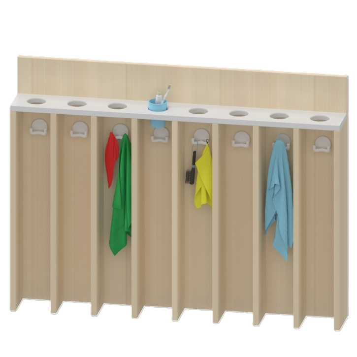 Waschraumboard mit Becherleiste und Handtuchfächern, 8 Plätze, B/H/T 105,1 x 80 x 14 cm