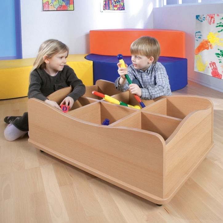 Wellenspiele- und Bücherkiste mit 6 Fächern, 84 x 30 x 60 cm (BxHxT)