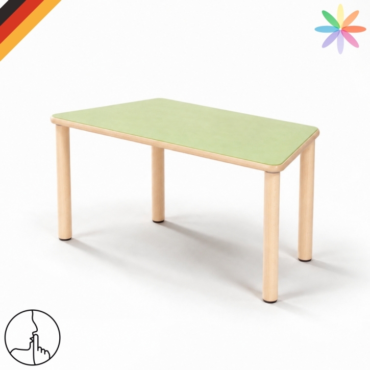 Zargenloser Trapeztisch mit 25 mm Multiplex-Tischplatte