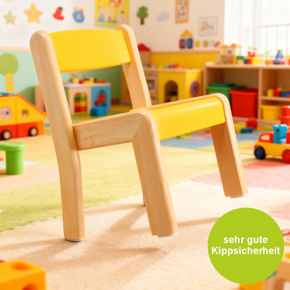 Stuhl Finn mit Kindergarten Hintergrund, Beispiel Kippsicherheit Stuhl Finn mit Kindergarten Hintergrund, Beispiel Kippsicherheit