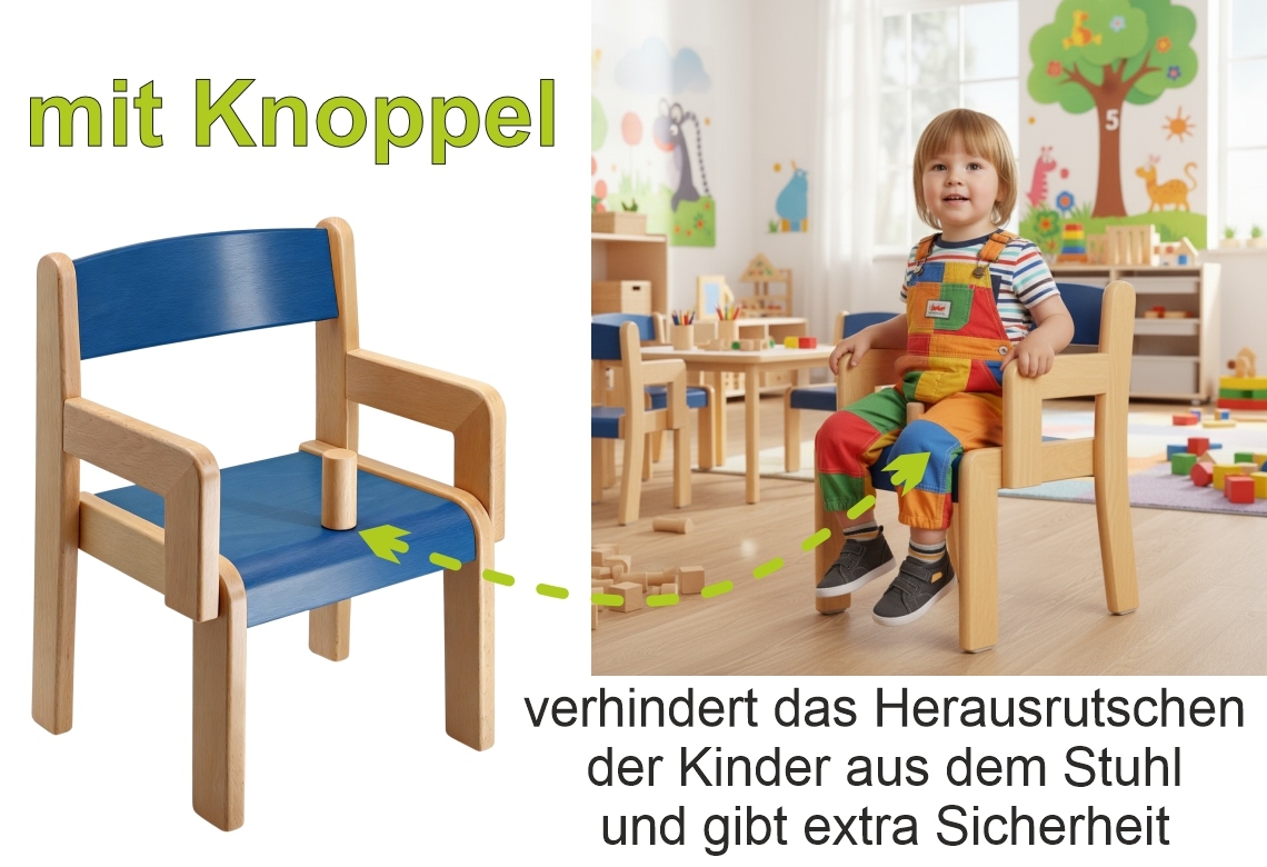 Stuhl Finn mit Kindergarten Hintergrund, Beispiel Kippsicherheit