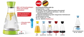 AUSVERKAUFT! Kunststoff-Kühlkaraffe für Kaltgetränke, HELLGRÜN, 1,00 Liter