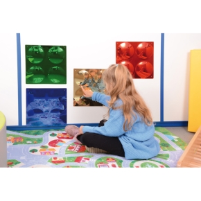 Farbige gewölbte Spiegel 33x33 cm 4er Set