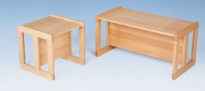 Verwandlungs-Stuhl und -Bank, Sitzhöhen 15, 22 und 34 cm, mit Tischfunktion