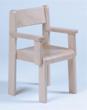Stuhl TIM mit Armlehnen Typ 3, Buche massiv, Sitzhöhe 31 cm, Kunststoffgleiter