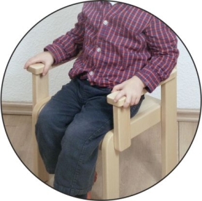 Stuhl TIM mit Armlehnen Typ 3, Buche massiv, Sitzhöhe 31 cm, Filzgleiter
