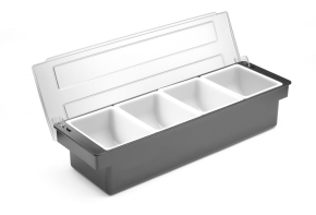 Zutatenbox – 4 Behälter, Bar up, Schwarz, B/T/H: 480 x 150 x 100 mm