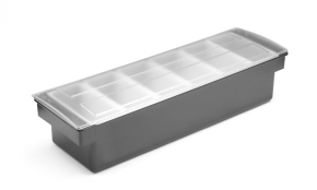 Zutatenbox – 6 Behälter, Bar up, Schwarz, B/T/H: 480 x 150 x 100 mm
