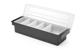 Zutatenbox – 5 Behälter, Bar up, Schwarz, B/T/H: 480 x 150 x 100 mm