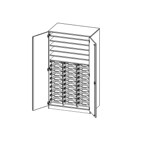 Bastelschrank, 5 Ordnerhöhen - B/H/T: 104.5x190x65 cm