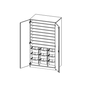 Bastelschrank, 5 Ordnerhöhen - B/H/T: 104.5x190x65 cm