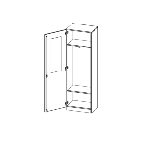 Garderobenschrank mit Spiegel und Garderobenstange, 5 Ordnerhöhen, Türanschlag - B/H/T: 60x190x60 cm