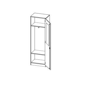 Garderobenschrank mit Spiegel und Garderobenstange, 5 Ordnerhöhen, Türanschlag - B/H/T: 60x190x60 cm