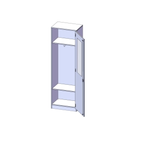 Garderobenschrank mit Spiegel und Garderobenstange, 5 Ordnerhöhen, Türanschlag - B/H/T: 60x190x60 cm