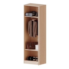 Garderobenschrank mit Spiegel und Garderobenstange, 5 Ordnerhöhen, Türanschlag - B/H/T: 60x190x50 cm