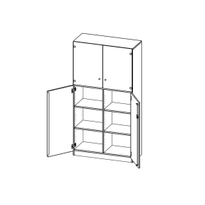 Schrank, 5 Ordnerhöhen, Türen unten (3 OH), oben 2 Vitrinentüren - B/H/T: 120x190x40 cm