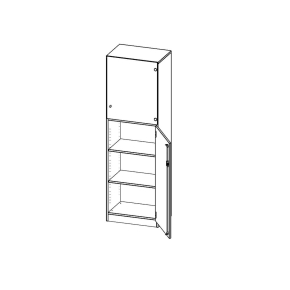 5 Ordnerhöhen, Tür unten (3 OH), oben 2 Vitrinentüren, Türanschlag links - B/H/T: 60x190x60 cm